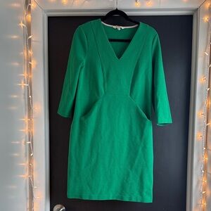 Boden Green V-Neck Mini Dress